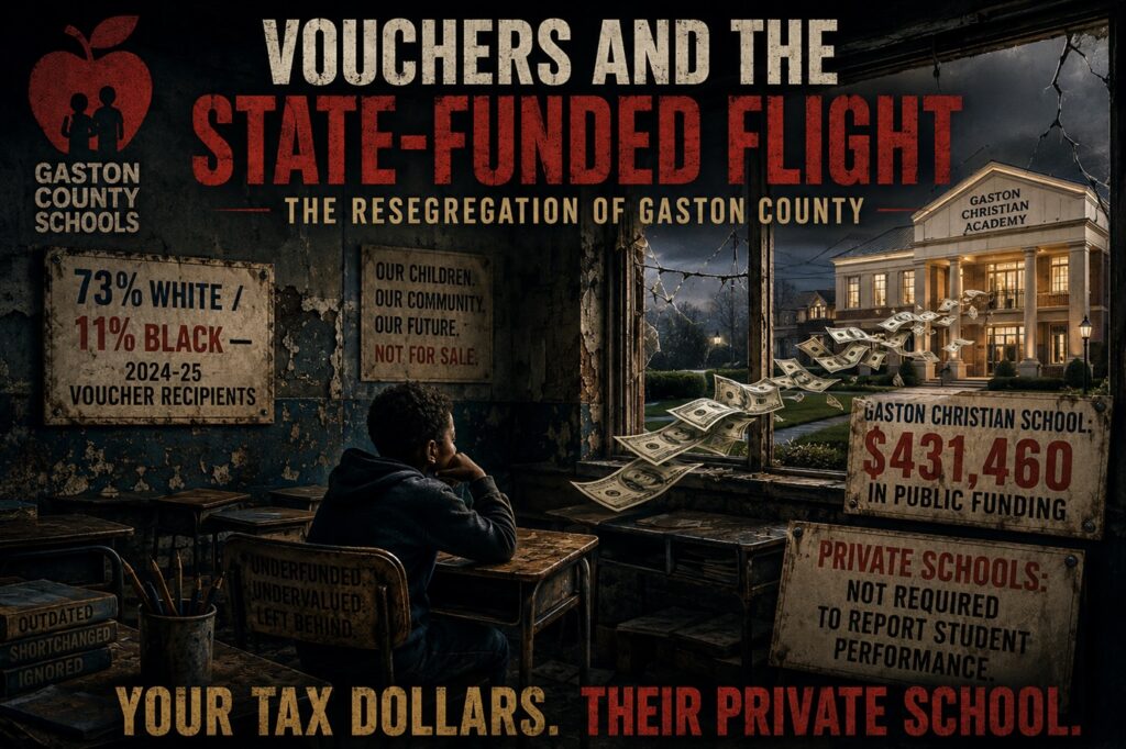 Public dollars are flowing out of Gaston County classrooms and into private academies. The data on who's benefiting — and who's being left behind — tells a troubling story.